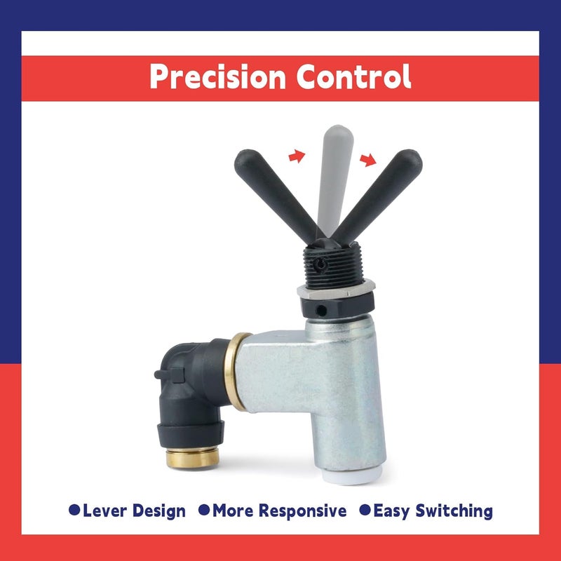 Dusledel BA14500 Big Rig Air Toggle Switch Compatible with Peterbilt Truck Pneumatic Control Valve, 90-Degree Zinc-Plated Finish - Image 4